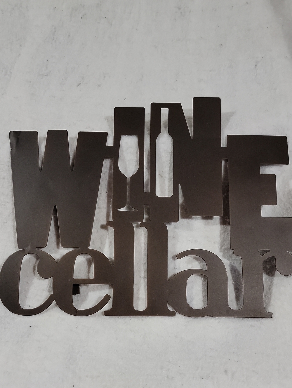 Wine Cellar Metal Wall Sign - Dark Brown- Sturdy